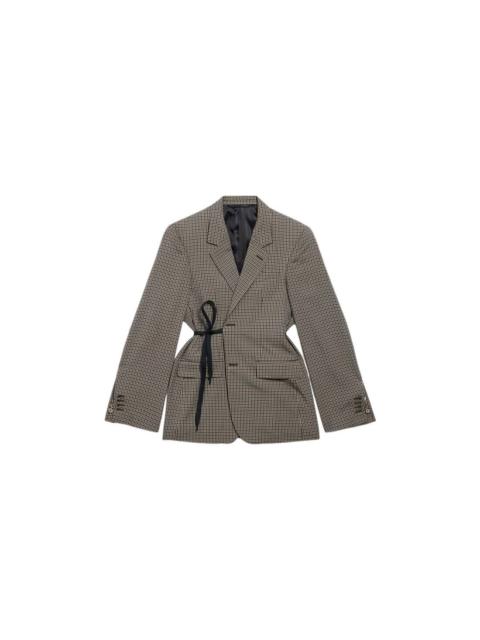 BALENCIAGA BALENCIAGA $3550 Khaki/Brown Wrap Tailored Blazer Jacket New