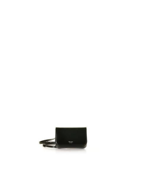 Prada Prada Mini Leather Shoulder Bag With Logo