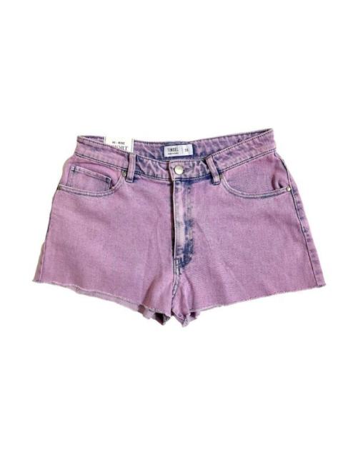 Tinsel Jean Shorts Hi-Rise Pink Acid Wash Denim Shorts High Rise SZ 28 NWT
