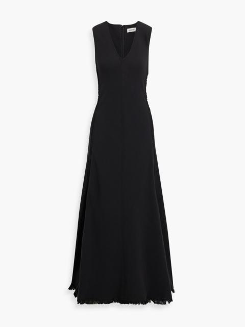SIMKHAI Lowri frayed piqué maxi dress