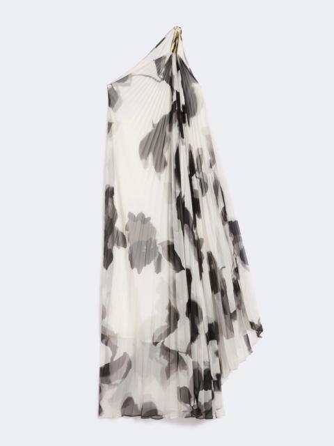 Max Mara Printed chiffon one-shoulder dress - WHITE