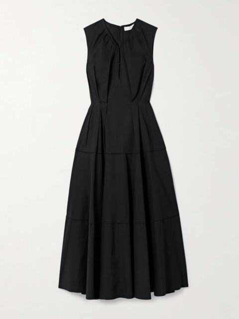 Kailey pleated stretch-cotton poplin maxi dress Black