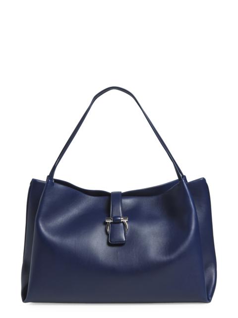 FERRAGAMO FERRAGAMO Medium Lily Leather Tote in New Navy at Nordstrom