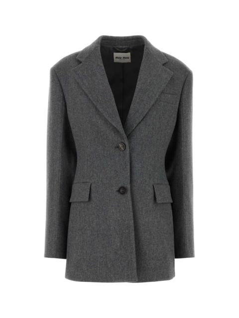 Miu Miu Miu Miu Women Dark Grey Wool Blazer
