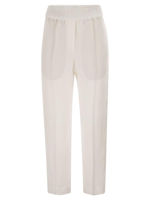 Brunello Cucinelli Brunello Cucinelli Women Baggy Pull-Up Trousers In Viscose And Linen Fluid Twill
