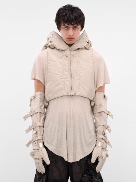 Julius White Coated Cropped Hooded Vest