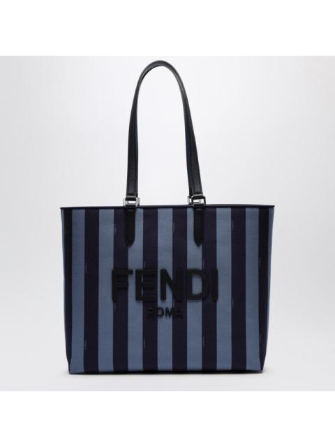 Fendi Blue Striped Fabric Shopper Bag With Logo Men