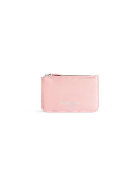 BALENCIAGA Women's Cash 2.0 Long Coin And Card Holder in Suede Pink