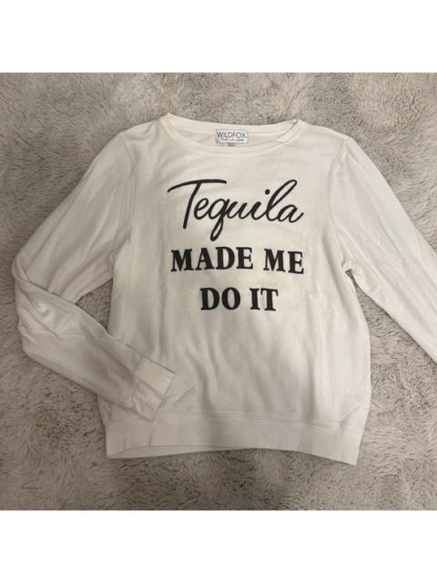 Other Designers Wildfox “Tequila Made Me Do It” Brushed Hacci Crewneck Sweatshirt