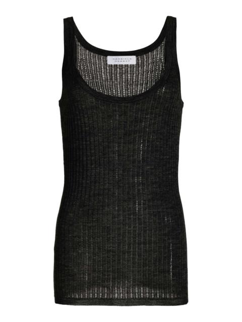 GABRIELA HEARST Nevin Pointelle Tank in Black Silk Cashmere