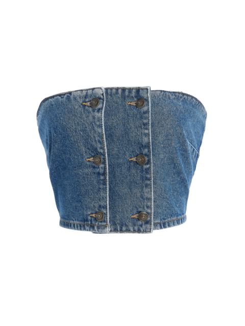 Button-Detailed Denim Top blue