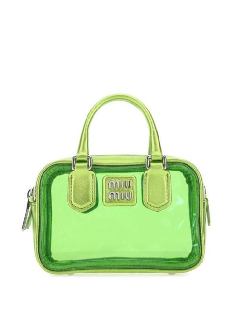 Miu Miu Woman Green Leather And Pvc Mini Handbag