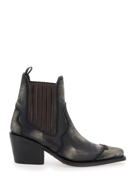DSQUARED2 Dsquared2 Men 'D2 X Magliano' Black Ankle Boots With Elastic Panels On The Side In Leather Man