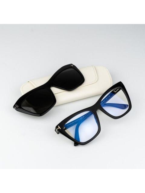 TOM FORD Tom Ford Woman Sunglasses Black Magnetic Clip-On Smoke Cat Eye FT5971-B 001