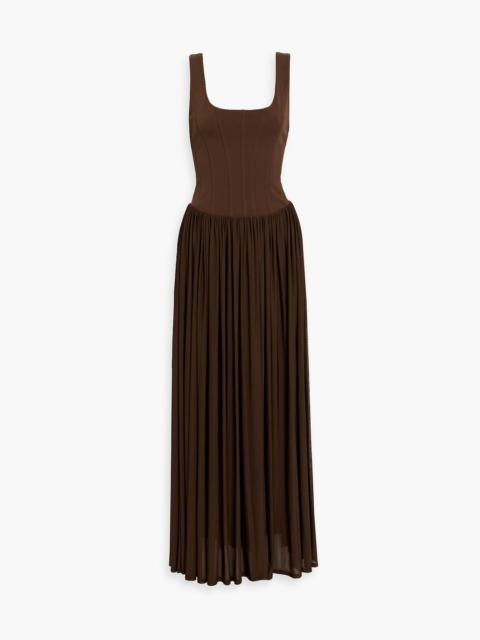 SIMKHAI Jamie jersey and stretch-knit maxi dress