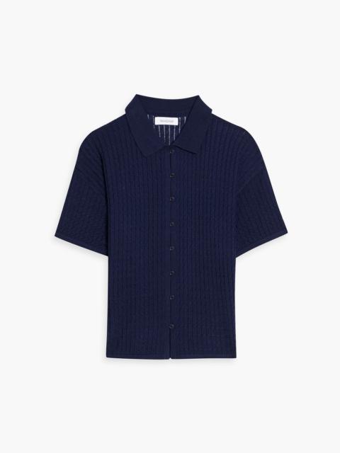 Other Designers Cable-knit merino wool and silk blend polo sweater