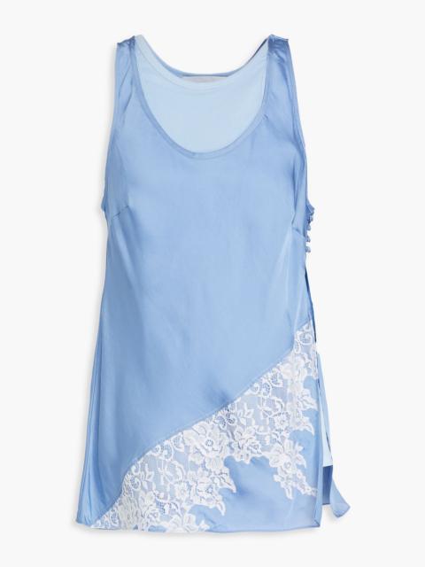 3.1 Phillip Lim Lace-trimmed layered cotton-jersey and satin tank