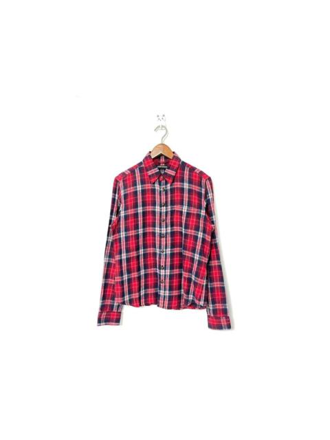 Chrome Hearts Leather cross patch button up plaid flannel