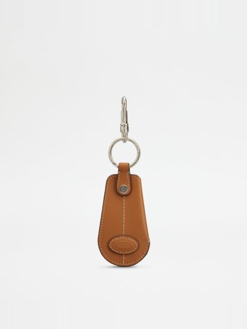 Tod's KEY HOLDER IN LEATHER WITH SHOEHORN - BROWN