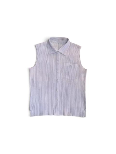 Pleats Please Issey Miyake Issey Miyake Pleats Please Sleeveless Plissé Button Up Shirt