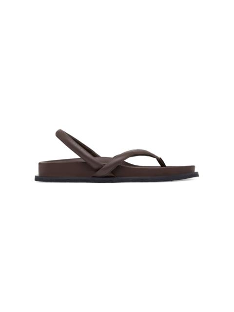 ST. AGNI Slingback Leather Thong Sandals brown