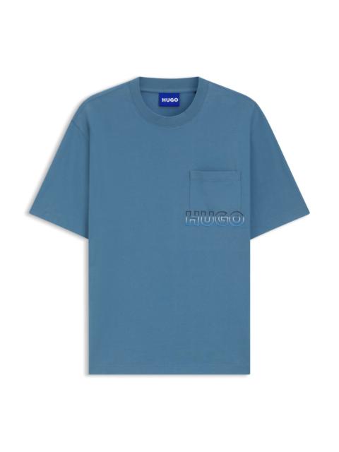 HUGO COTTON-JERSEY T-SHIRT WITH REVERSE-LOGO EMBROIDERY