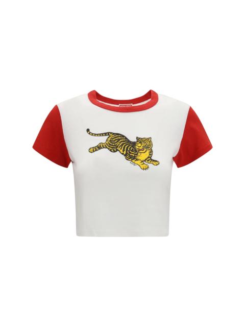 KENZO Kenzo Jumping Tiger Cropped Cotton T-shirt Off White