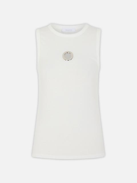 rabanne Rabanne Women Sleeveless Top.Crew Neck.Metallic Logo Detail.Color: White
