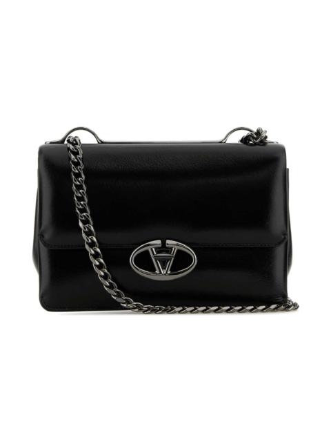 Valentino Black Leather Small Vlogo Shoulder Bag