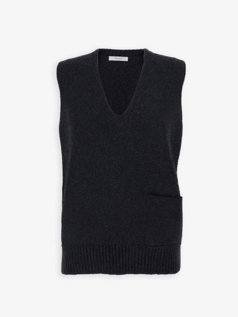 The Row Marte charcoal melange cashmere top