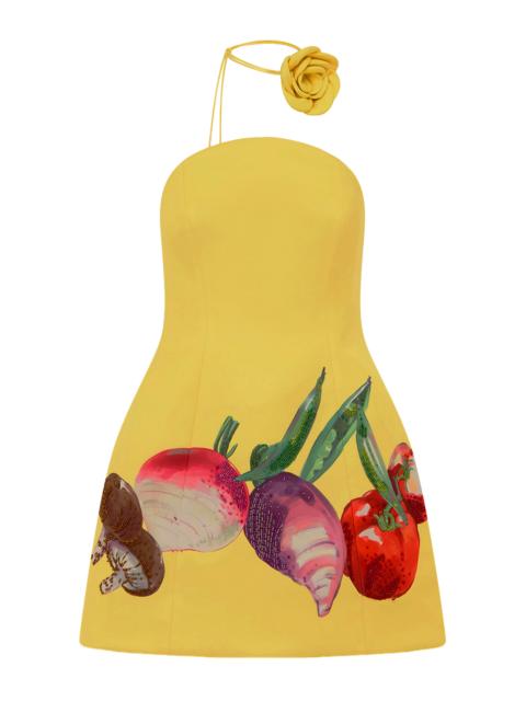 LEO LIN Zaria Strapless Crepe Bustier Mini Dress yellow