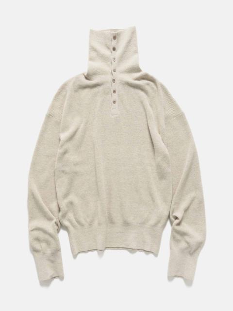 YOKE Highneck Henley Rib Sweater Ivory