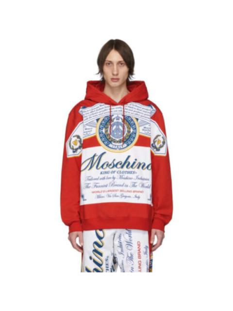Moschino Moschino Budweiser Print Cotton Hooded Sweatshirt | Red | NEW US 2