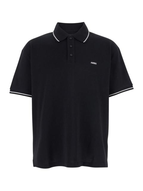 AMIRI Amiri Men Black Polo Shirt With Classic Collar And Logo Lettering Embroidery On The Front In Cotton 