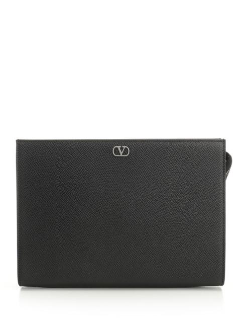 Valentino Pouch | Vlogo Signature. | Vit.Soft Grain/Vintage Palladium Logo Small Leather Goods Black