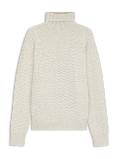 BOSS ROLLNECK SWEATER IN HERRINGBONE VIRGIN WOOL