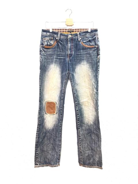 R.Newbold Patchwork Leather Design Denim Jeans