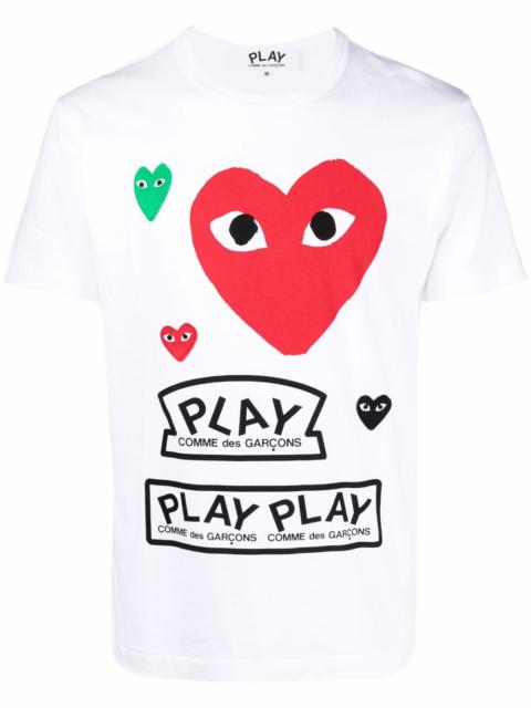 Comme des Garçons PLAY Multi Logo Red Heart Tee Unisex