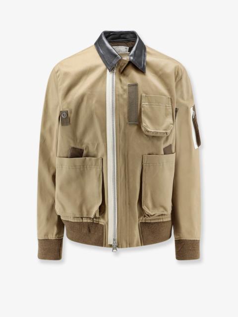 sacai Sacai Cotton Chino Jacket With Faux Leather Collar