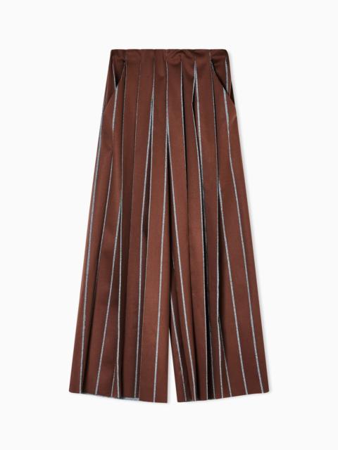 GIORGIO ARMANI WIDE-LEG TROUSERS IN CHINÉ-EFFECT JERSEY
