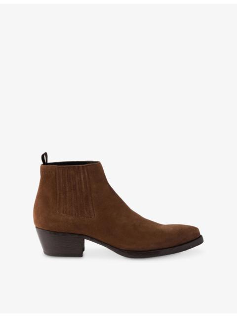 Prada Logo-Print Suede Chelsea Boots