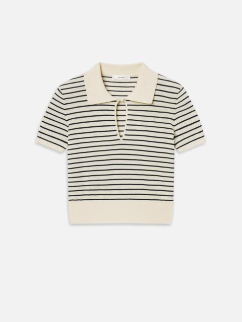 FRAME The Keyhole Polo in Cream Multi