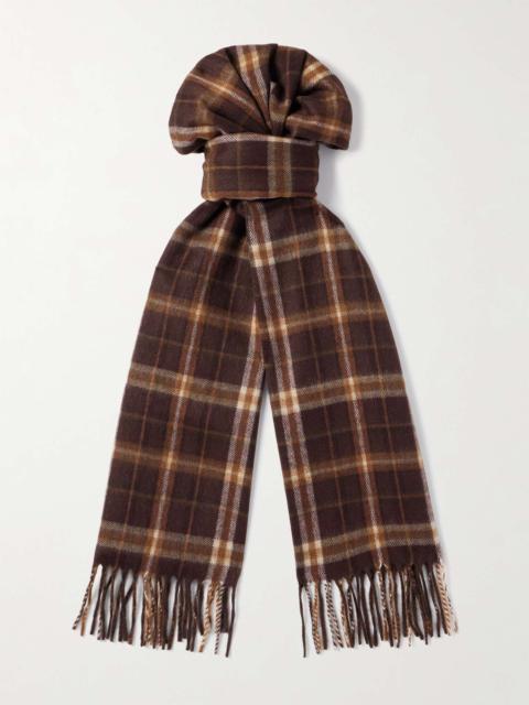 Checked Fringed Cashmere Scarf