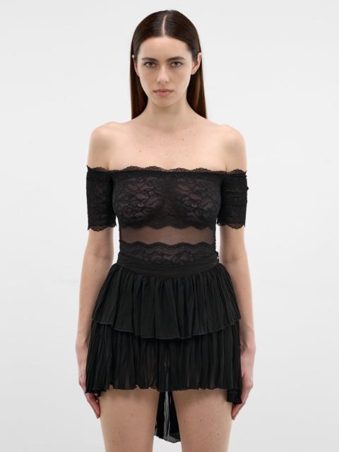 Blumarine Black Lace Off-Shoulder Top