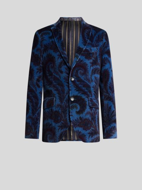 Etro RIBBED VELVET JACKET WITH FOLIAGE MOTIF