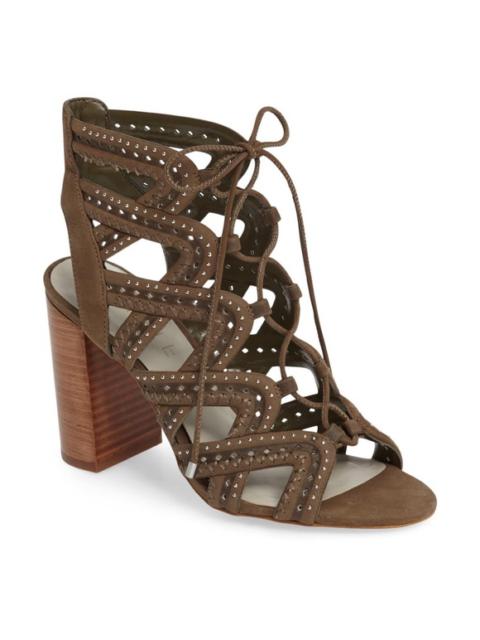 Other Designers 1. State - 1.State Kayley Olive Green Caged Embellished Lace Up Block Heels