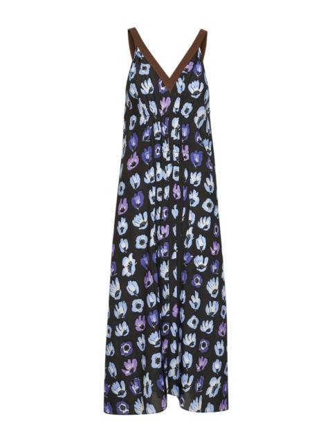 Prada Prada Abbigliamento Women Purple Viscose Printed Midi Dress