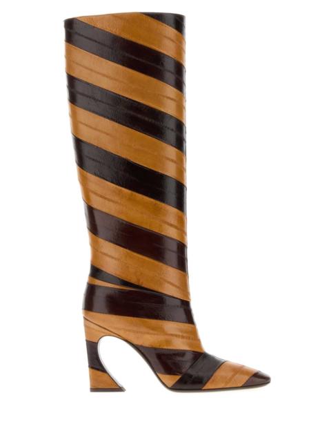 FENDI Fendi Women Two-Tone Leather Arco Boots