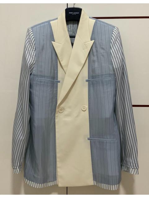 Dior Dior Men 19SS Runway Peak Lapel Striped Color-Block Silk Wool Suit