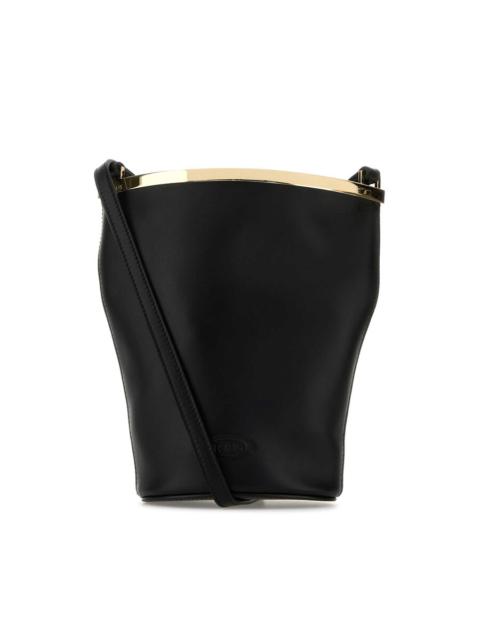 Tod's Tods Black Leather Magenta Bucket Bag